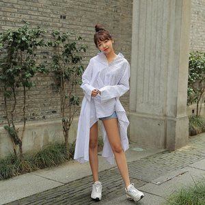 100% Cotton Asymmetrical Shirt Dress